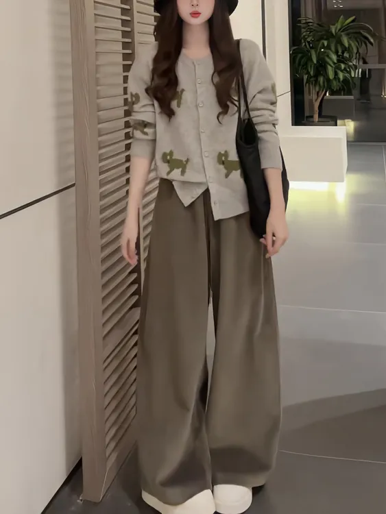 欧货休闲运动套装女春秋2025年新款韩版宽松高腰阔腿裤两件套显瘦