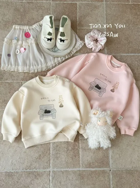 韩版女童卡通常规婴童女童柔软上衣长袖卫衣春秋童装反季