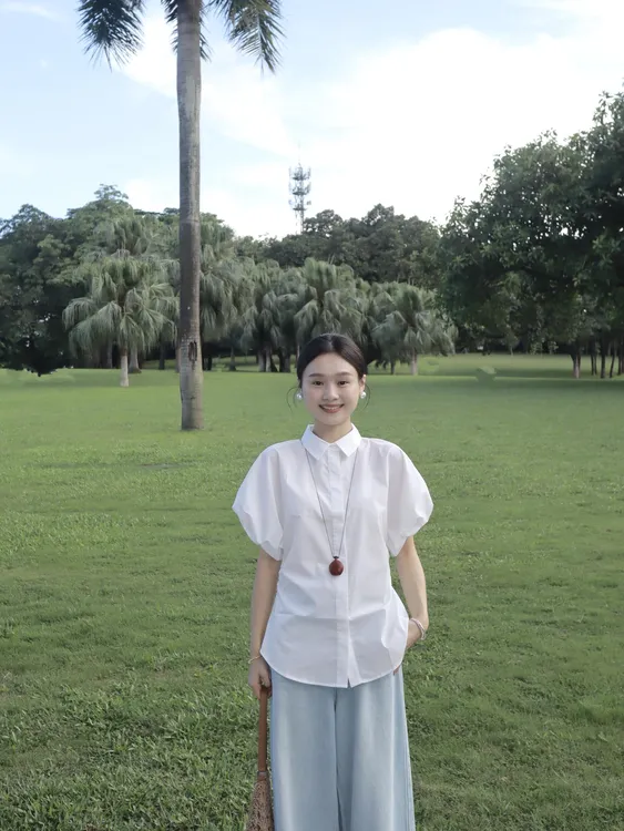 夏季新款老钱风松弛感女装法式复古小翻领短袖衬衫设计感直筒裤