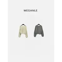 【柔光针织】MEGANLE 慵懒气质马海羊毛圆领宽松长袖毛衣2025170