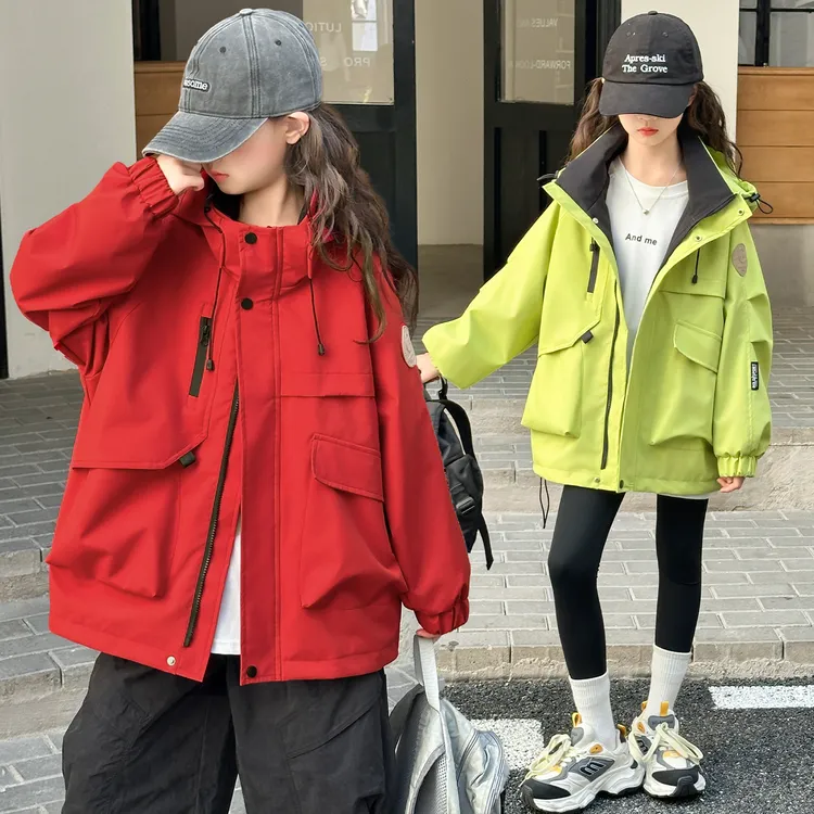 女童春秋新款时尚洋气冲锋衣秋季中大儿童休闲百搭防风女孩外套潮