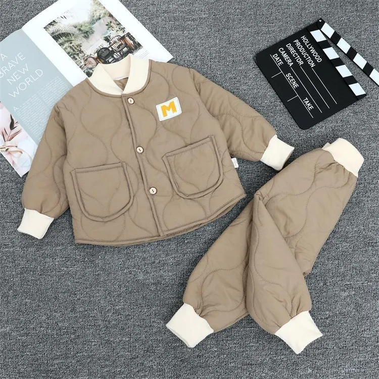 儿童秋冬新款棉服套装男女宝宝棉衣棉裤休闲套装家居服户外两件X