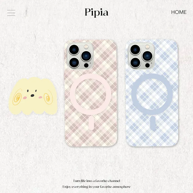 【情侣】PIPIA原创适用苹果17iPhone情侣磨砂格纹情侣手机壳