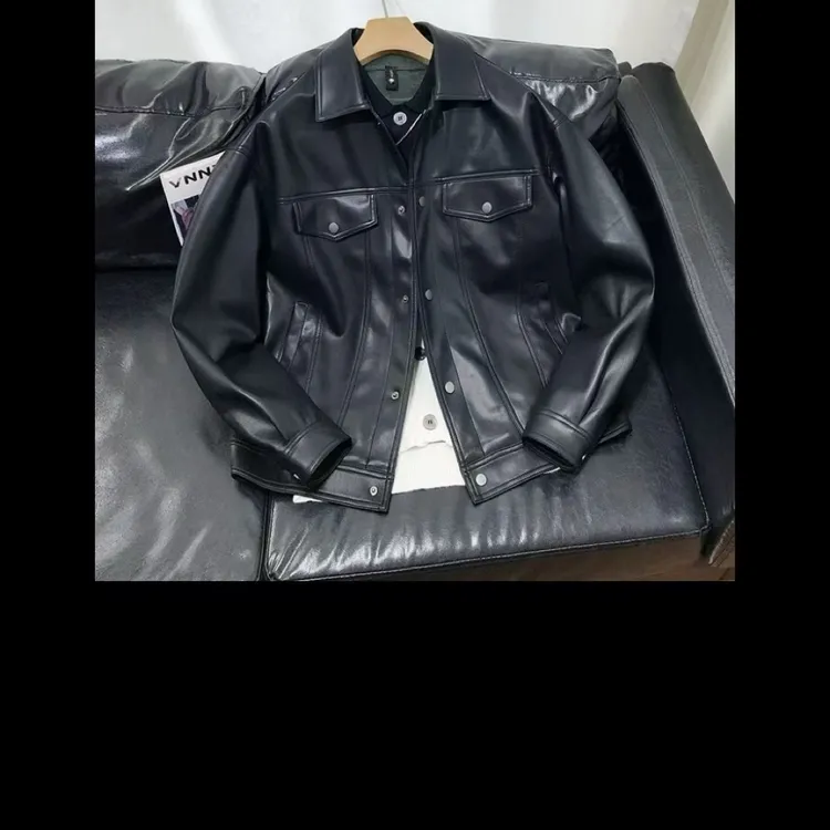秋冬新款男士皮衣潮流休闲百搭修身翻领机车皮夹克外套男上衣
