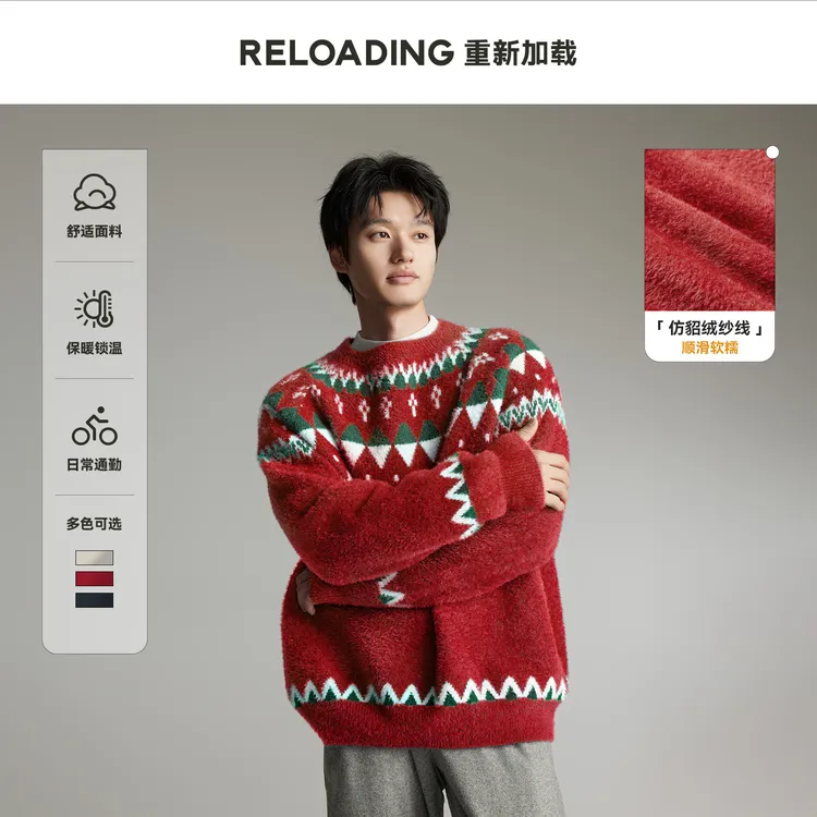 【氛围感穿搭】重新加载 重工提花仿水貂绒软糯保暖经典费尔岛毛衣