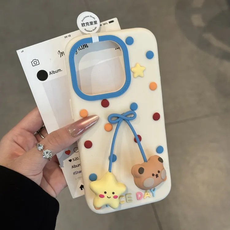 欧克里里波点吊坠适用iphone16promax苹果15硅胶手机壳14/13/12