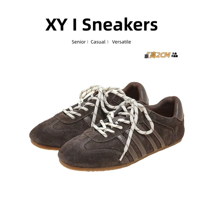 真皮~平底鞋子复古德训阿甘鞋女款2025新款软底软面运动休闲女鞋