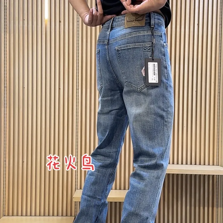 花火鸟秋季新款丹中腰长裤小直筒男牛仔裤男士显瘦舒适裤69113