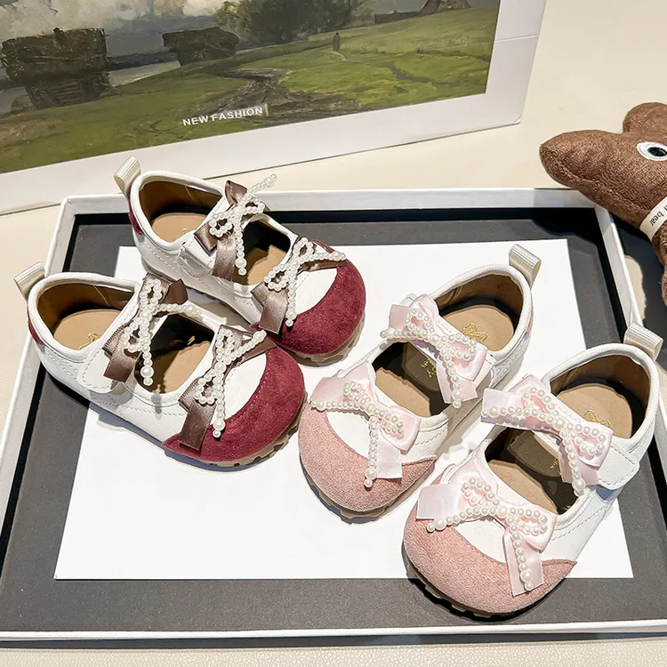 女童法式蝴蝶结公主单鞋2025春季新款儿童鞋透气舒适防滑女宝单鞋