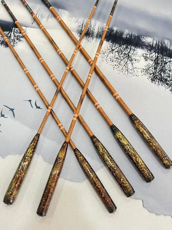 3.3短节碳素超细软55调鲫竿溪流手竿3.9米大漆仿古竹节微物钓鱼竿