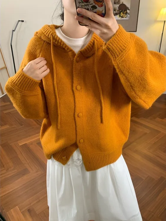 复古毛衣外套女2025新款秋冬加厚法式慵懒高级感宽松针织开衫上衣