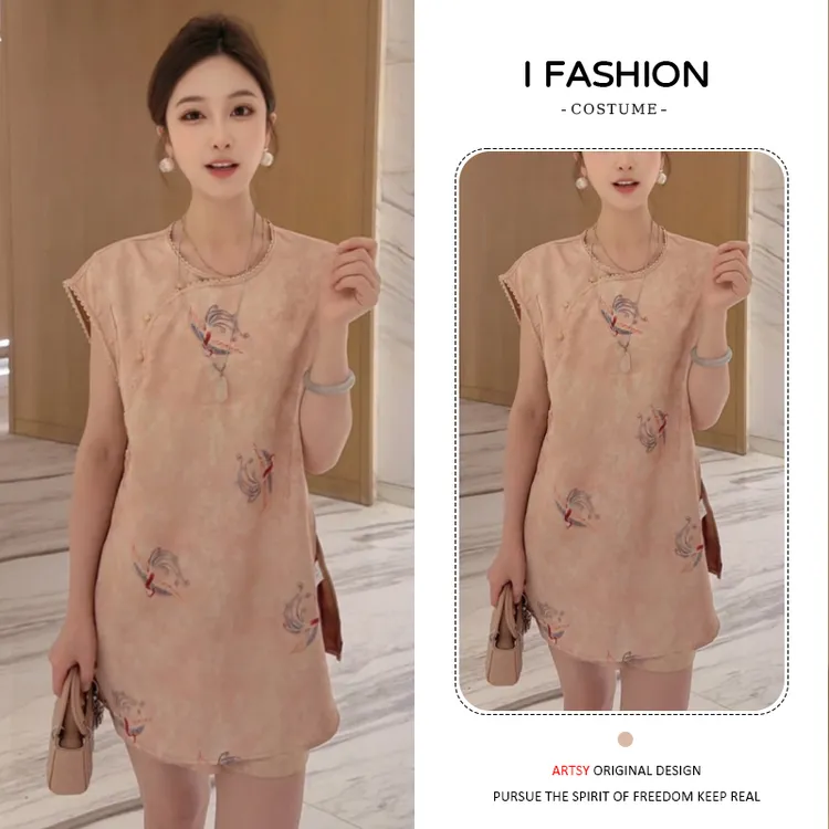 新中式国风时尚套装女2025年夏季新款气质漂亮印花上衣短裤两件套