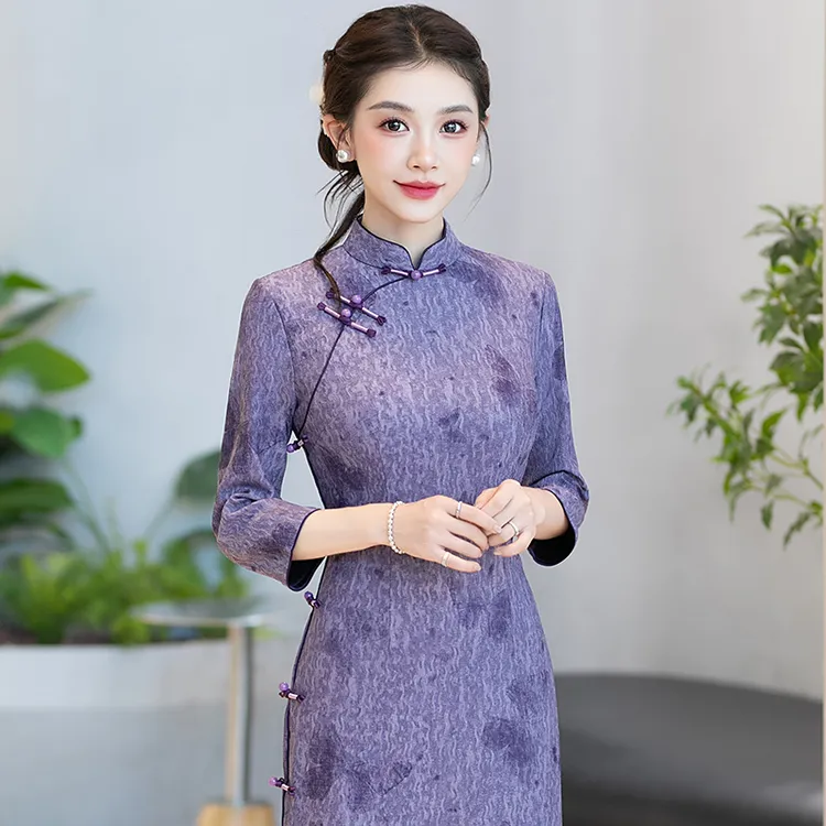 绝美新中式旗袍2025新款日常可穿上海秋天国风妈妈改良连衣裙复古