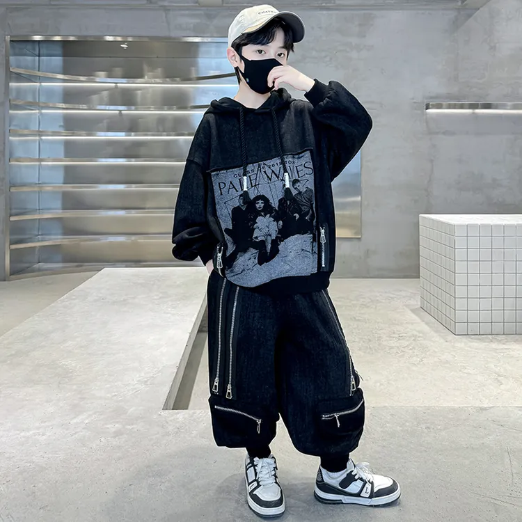 儿童装男童春装套装2025新款春秋款男孩运动大童酷帅气卫衣春季潮