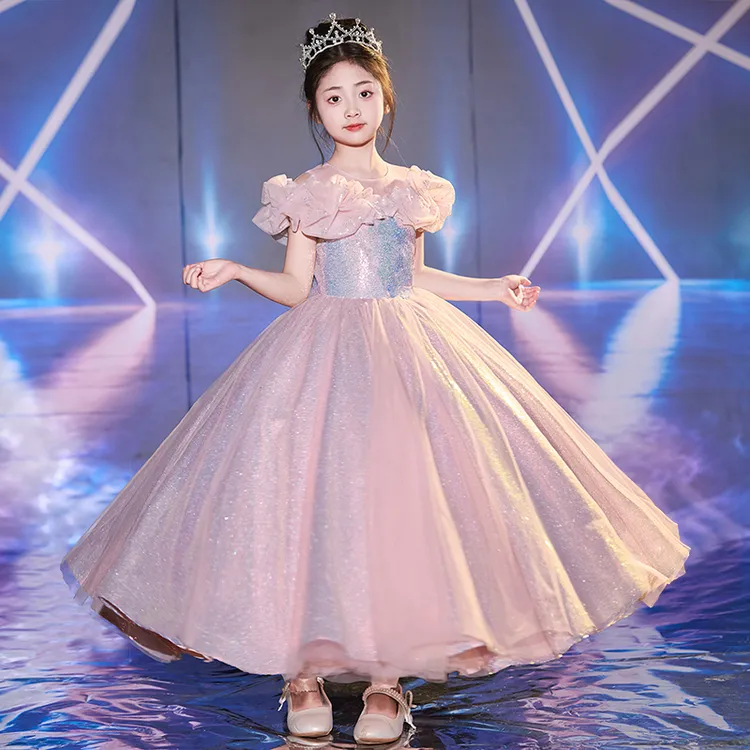 儿童礼服公主裙女童钢琴表演礼服轻奢小众高端小主持人走秀演出服