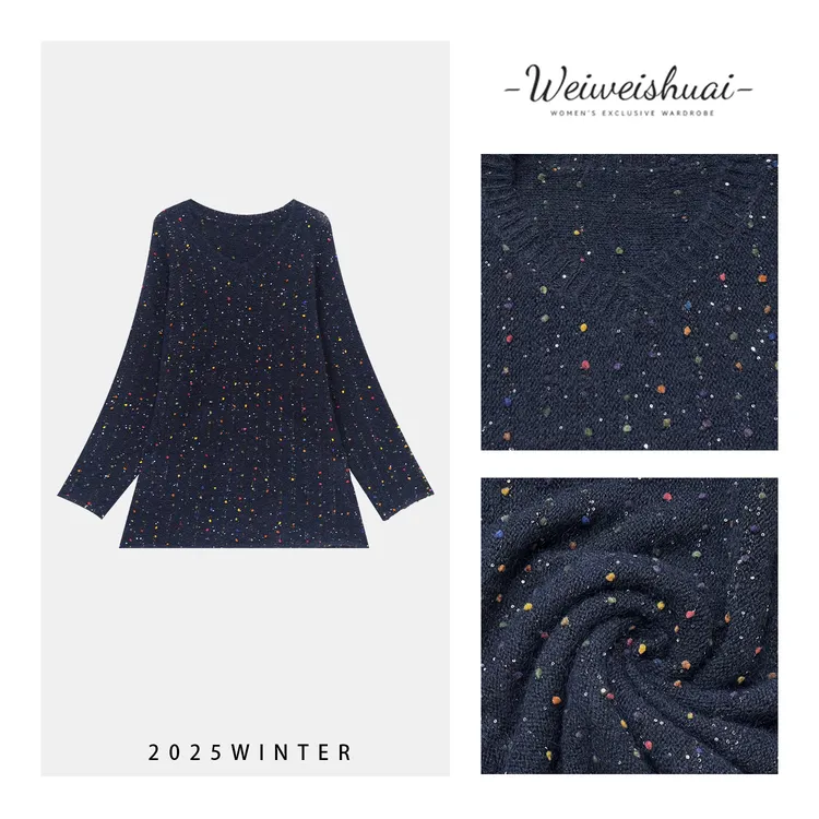 【广州微姐】秋季时尚彩粒绒绒颗粒彩点衫软糯舒适套头毛针织衫2219