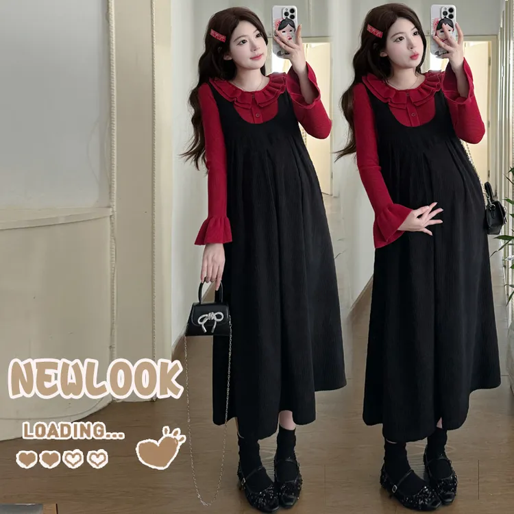 时髦孕妇装新款加厚宽松连衣裙春秋显瘦洋气时尚显瘦针织上衣套装