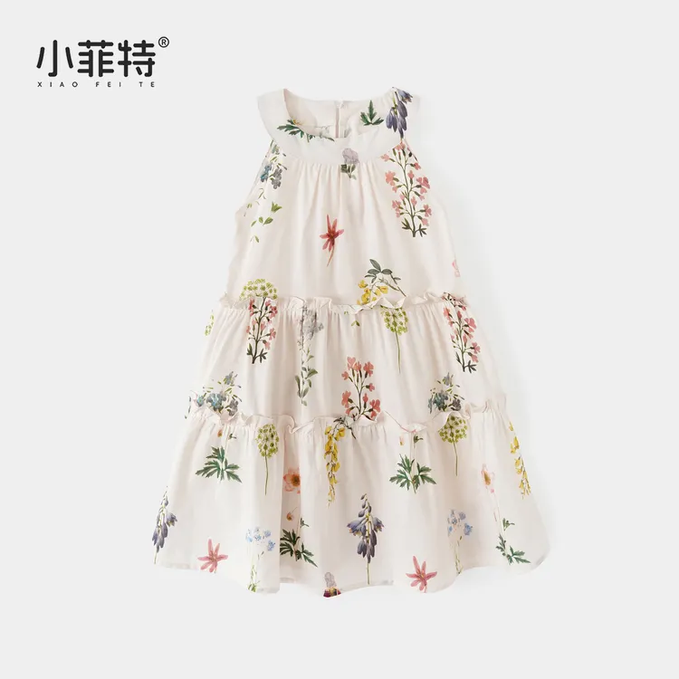 小菲特夏季新款女童印花无袖连衣裙洋气女宝宝公主裙子HAQX51564