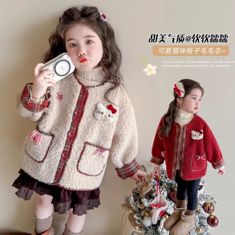 女童摇粒绒外套秋冬季2025新款洋气女宝宝加绒上衣小童儿童冬装