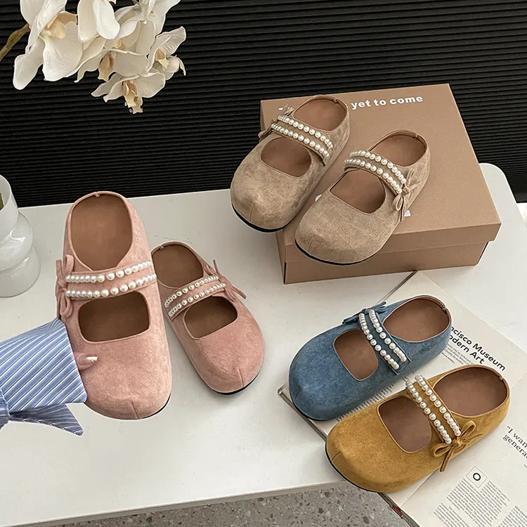 温柔法式小香风包头拖女2025春季新款外穿百搭珍珠舒适玛丽珍拖鞋