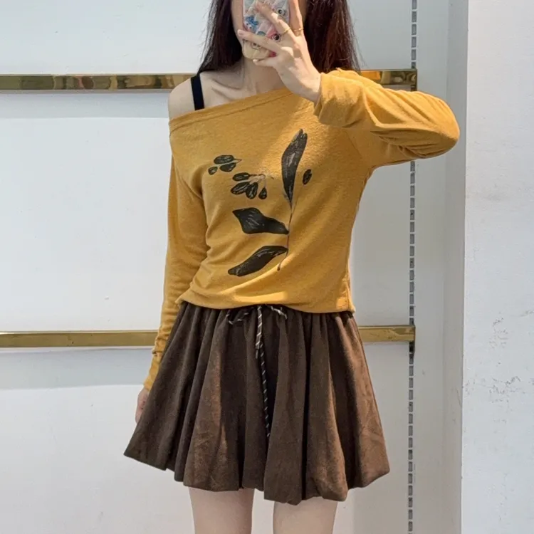 秋季新品竹节棉显白嫩嫩橘色秋季氛围感俏皮