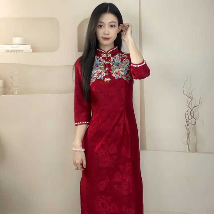秋冬新款红色高级感新娘新中式旗袍长袖结婚订单回门服敬酒礼服