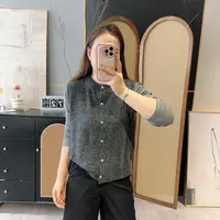 【欧加粒粒】新款简约百搭圆领单排扣亮片针织背心+纯色T T25091404