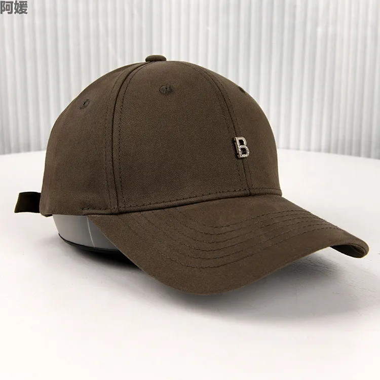 春款棒球帽男女欧美色金属字母B棒球帽显脸小宽檐鸭舌帽女