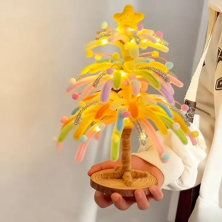 创意小众自制扭扭棒烟花圣诞树摆件手工diy材料包圣诞节礼物装饰！