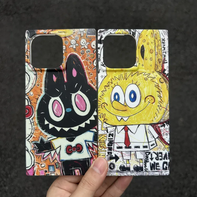 方形涂鸦拉布布适用iphone16/15/14/13/12promax苹果情侣手机壳