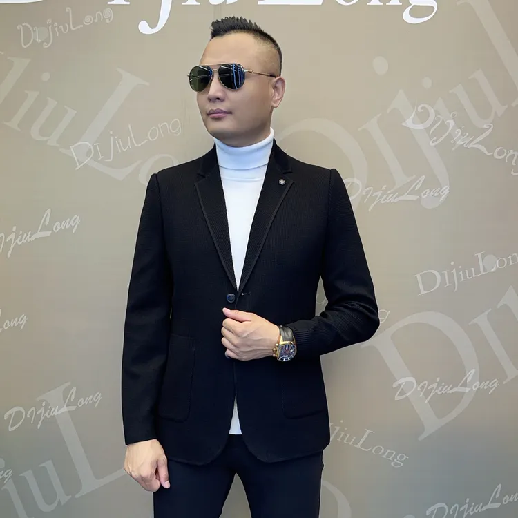 【帝九龙】25年秋季新款时尚轻奢简约休闲男装针织西服885