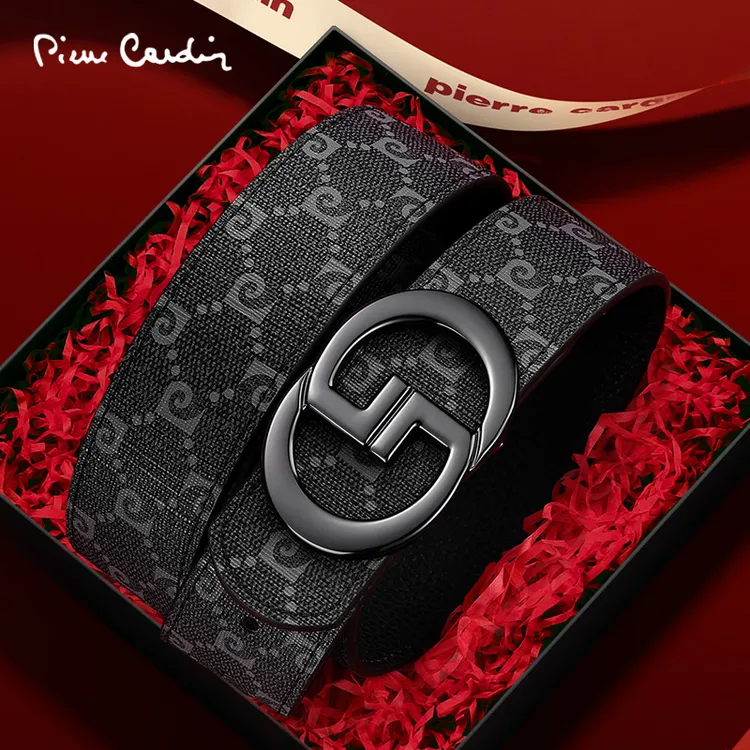 【专柜正品】皮尔卡丹奢侈品皮带男士平滑扣腰带男款高档男式裤带潮