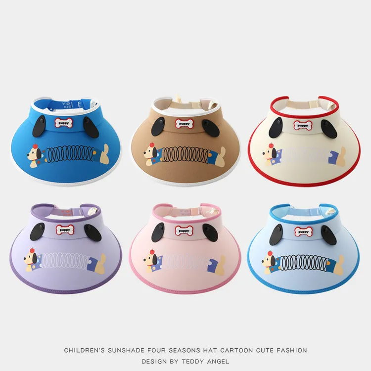 帽子夏季新款男童大帽檐遮阳帽女童可爱卡通帽宝宝太阳帽
