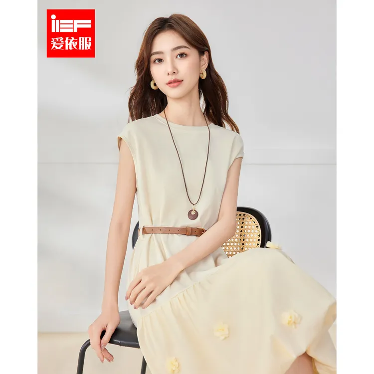 IEF/爱依服连衣裙2025夏季新款法式文艺知性气质通勤显瘦长上衣裙
