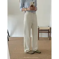香香的蕉【四季可穿】精梳棉百搭白色牛仔裤遮跨显瘦直筒裤窄版秋冬