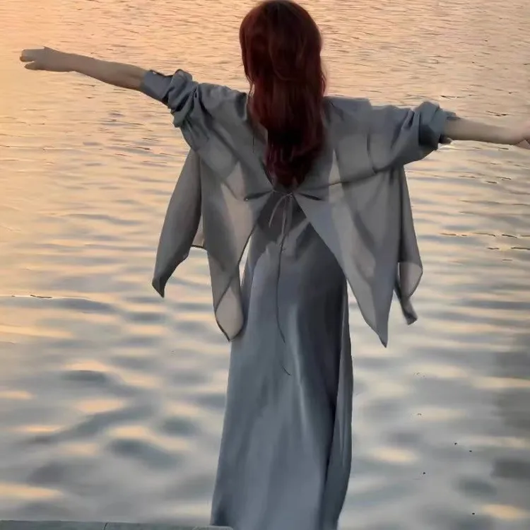 今年流行连衣裙套装女2025夏季新款薄款洋气防晒披肩吊带裙两件套