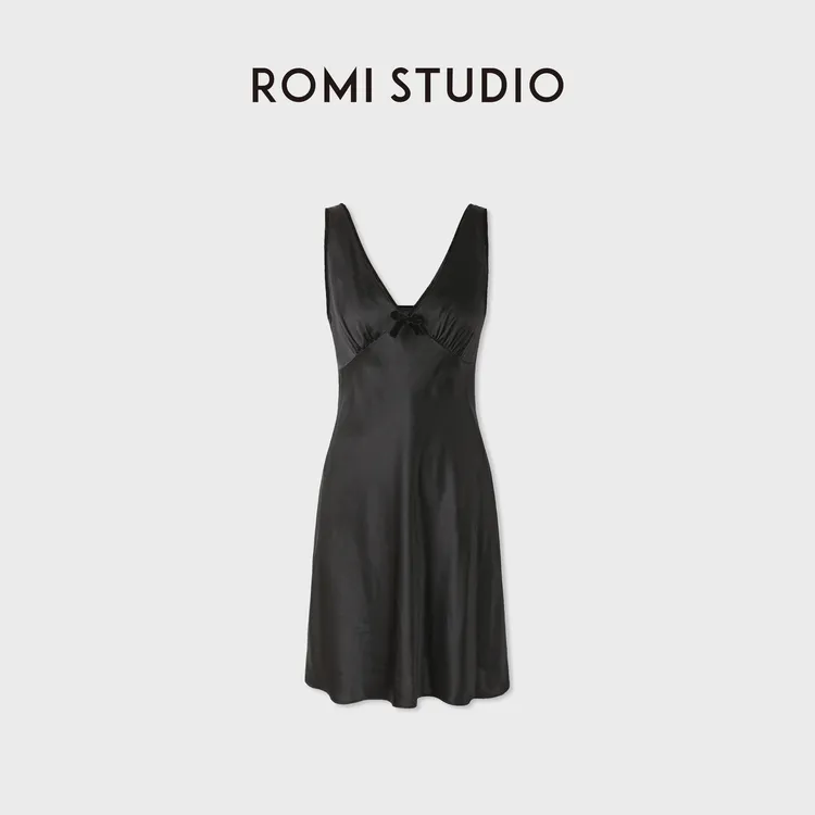 ROMI STUDIO “丝绒裙”22姆米重磅锻面桑蚕丝哑光连衣裙RWDRLY3884
