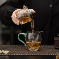 绿松石玻璃公道杯分茶器耐高温茶海防烫加厚手工玻璃高档功夫茶具