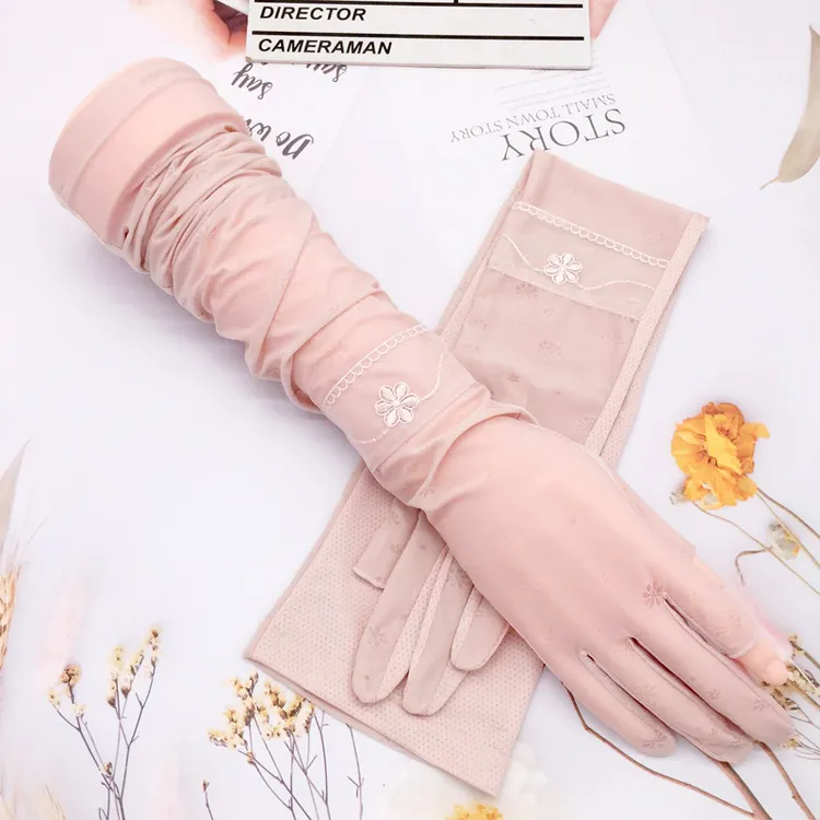 防晒手套长款韩版漏指户外弹力防紫外线冰爽骑车夏天防滑薄款长款