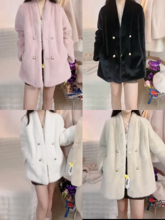 中长款V领插肩袖女厚款短外套时尚纯色女装休闲简约