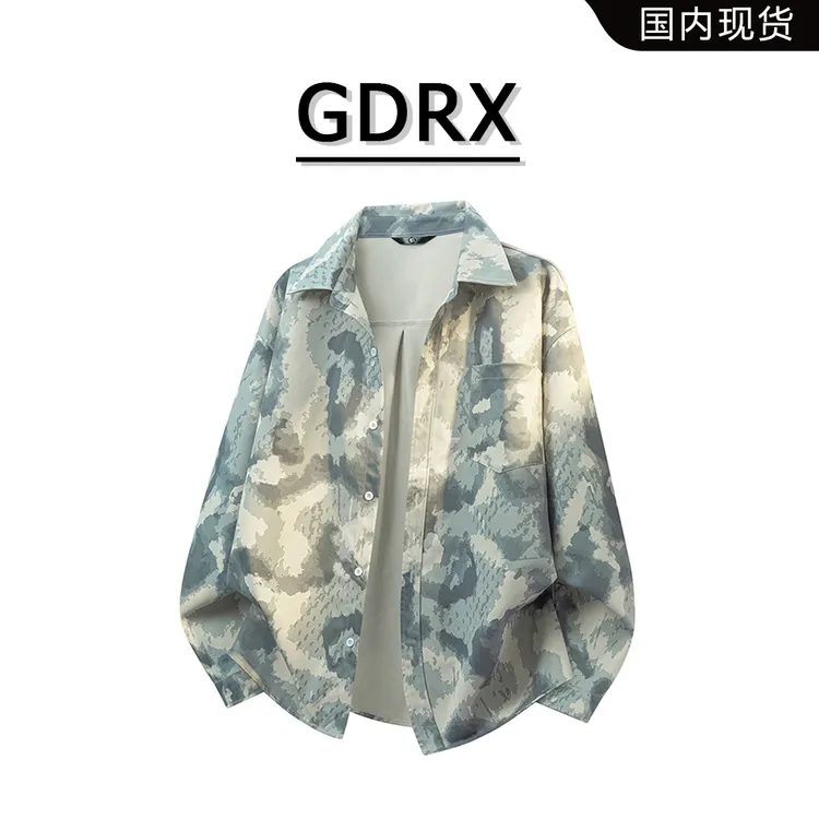 GDRX小众设计感男士衬衫2025秋季扎染渐变慵懒风痞帅宽松上衣外套