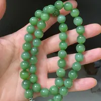 和田玉未镶嵌颈饰荧光猫眼卡10项链