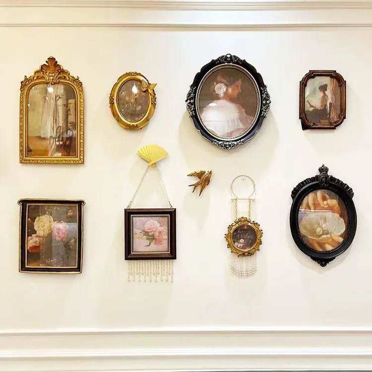 欧式法式复古树脂相框摆件组合客厅民宿创意摆台装饰照片挂墙画框