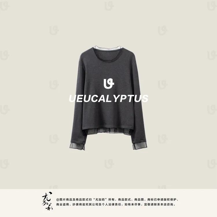 加莉精选【温柔千金】柔纱拼接一体绒舒适上衣-分码