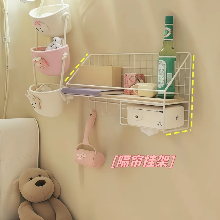 学生宿舍墙上置物架墙壁墙面挂墙上壁挂式床头免打孔收纳挂架挂篮
