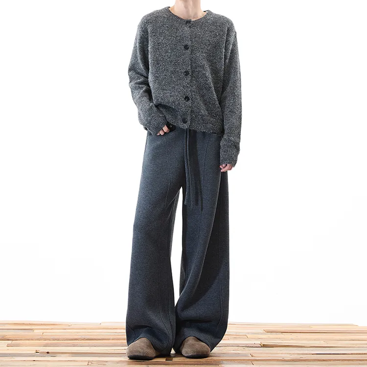 秋冬加厚糯米裤保暖垂感老钱风抽绳卫裤直筒阔腿长裤