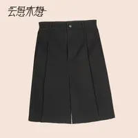 Ysimo-X云思木想秋季新款休闲阔腿百搭显瘦时尚黑色短裤13936