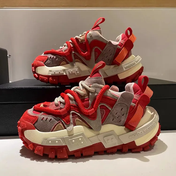 老爹鞋厚底2025春季新款轮胎鞋真皮防滑拼色运动鞋复古潮流学生鞋