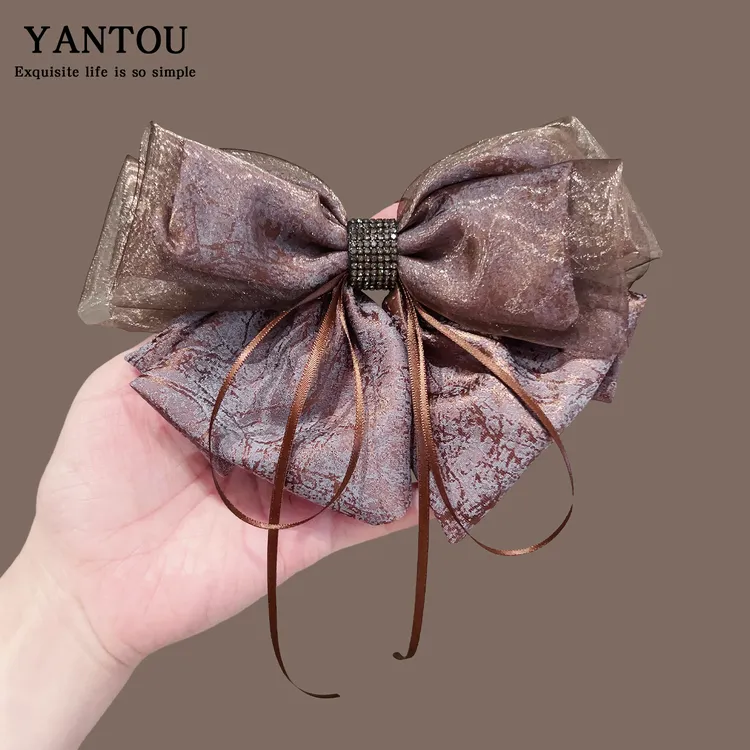 复古优雅蝴蝶结发夹女后脑勺夹子头饰气质发卡2025新款弹簧夹发饰