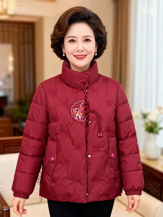 刺绣小棉棉服中老年女装